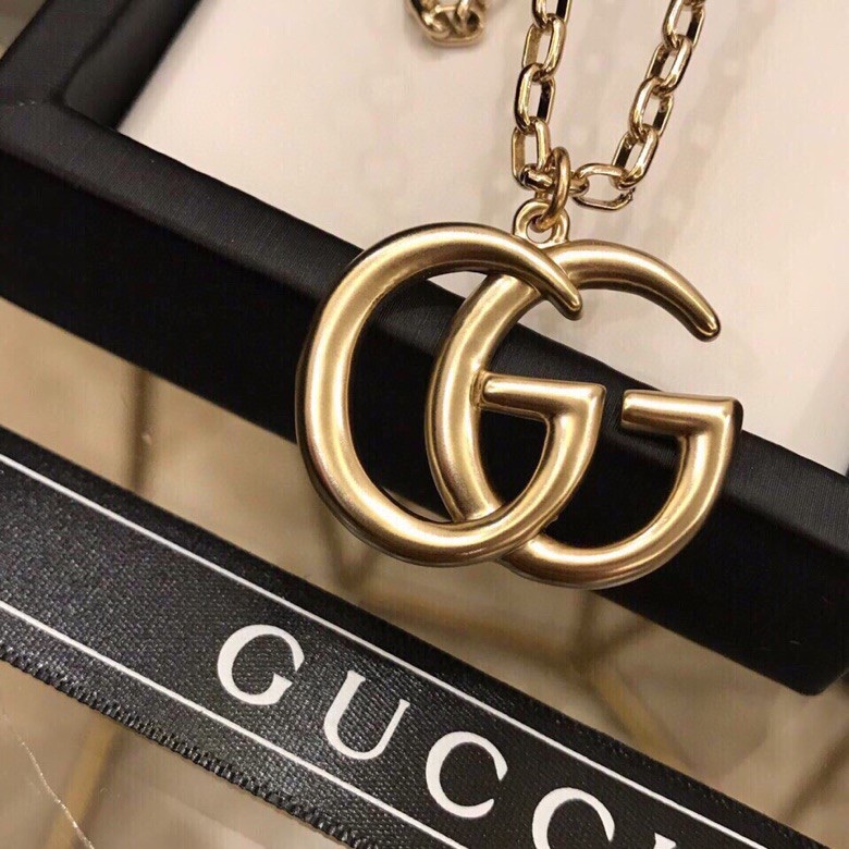 Gvc*1 Douple G Frame Pendant Necklace Gold Tone For Women