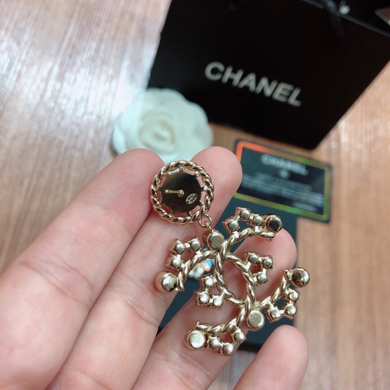 Ch**el Fashional Douple C Earrings Gold Tone For Women