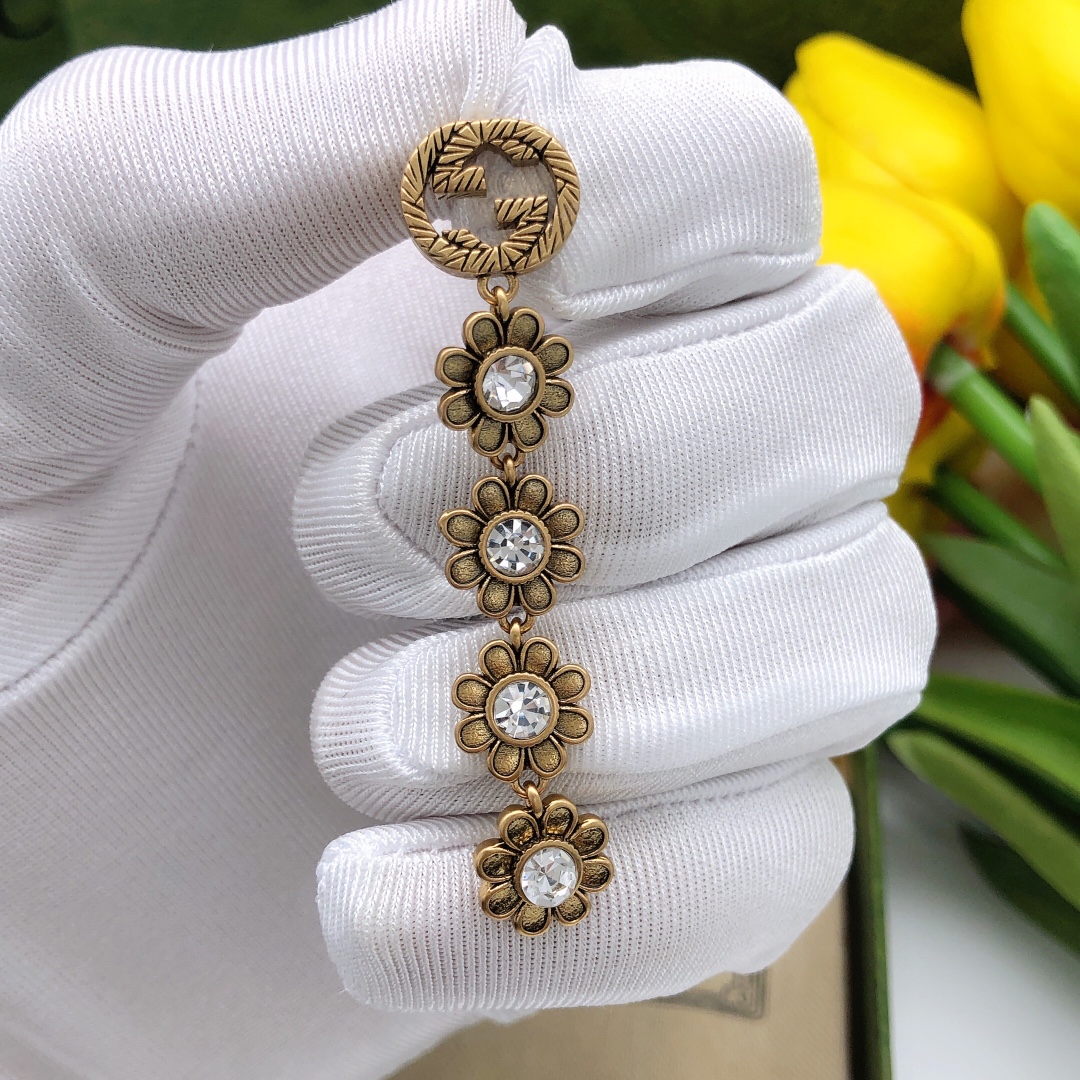 Gvc*1 Flower Tassel Earrings Gold For Women