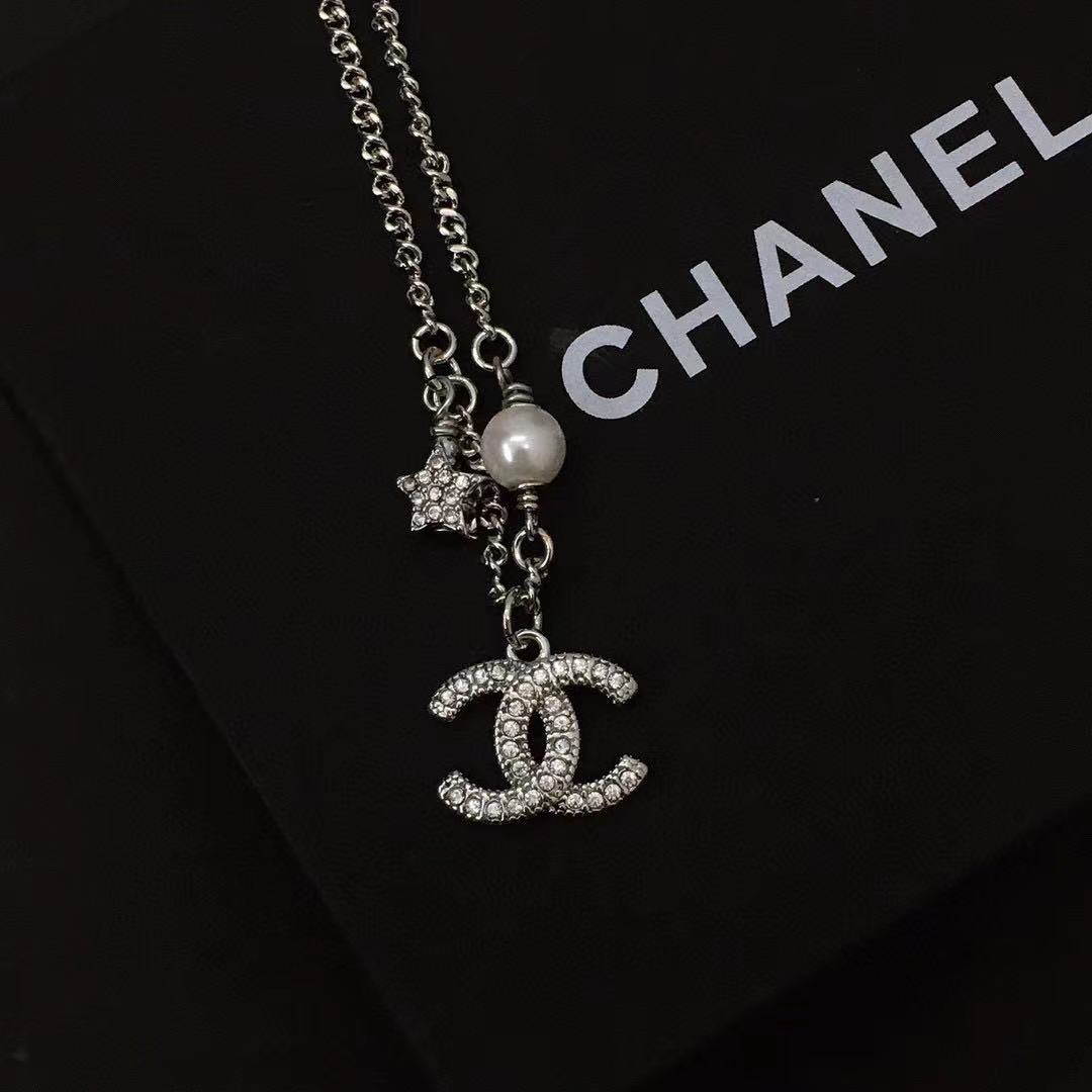 Ch**el Logo Bracelet Silver Tone For Women