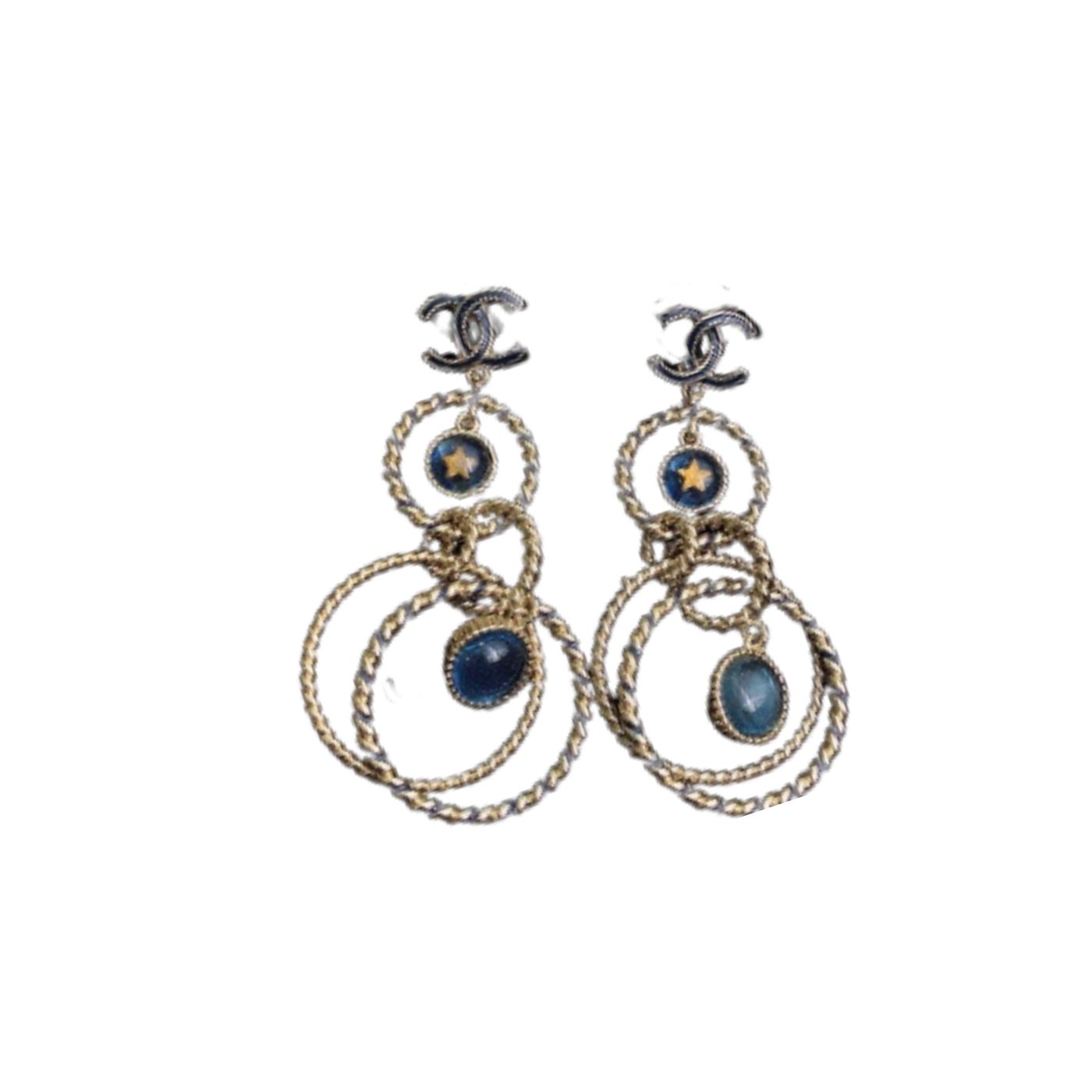 Ch**el Multi Circles Earrings Gold Tone For Women