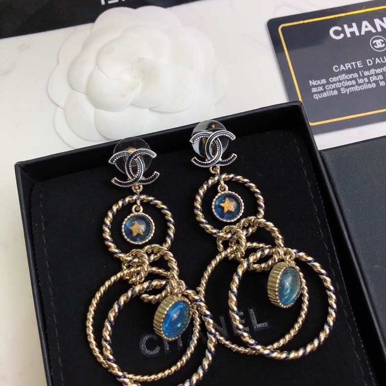 Ch**el Multi Circles Earrings Gold Tone For Women