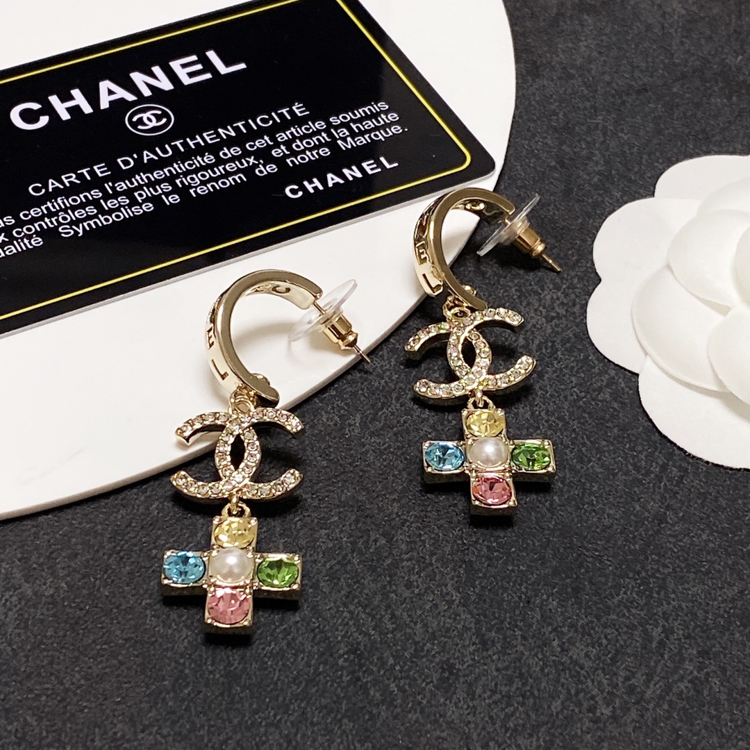 Ch**el Rivet Earrings Gold For Women