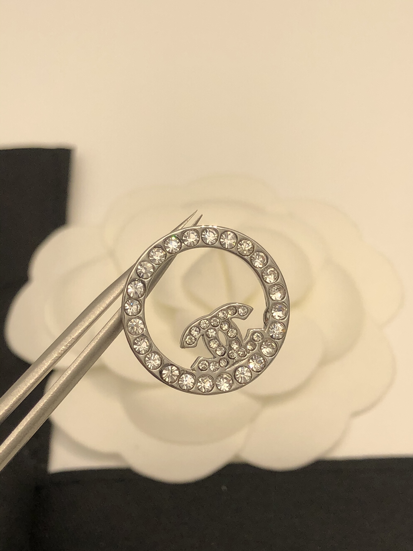 Ch**el Round Stud Earrings Silver For Women