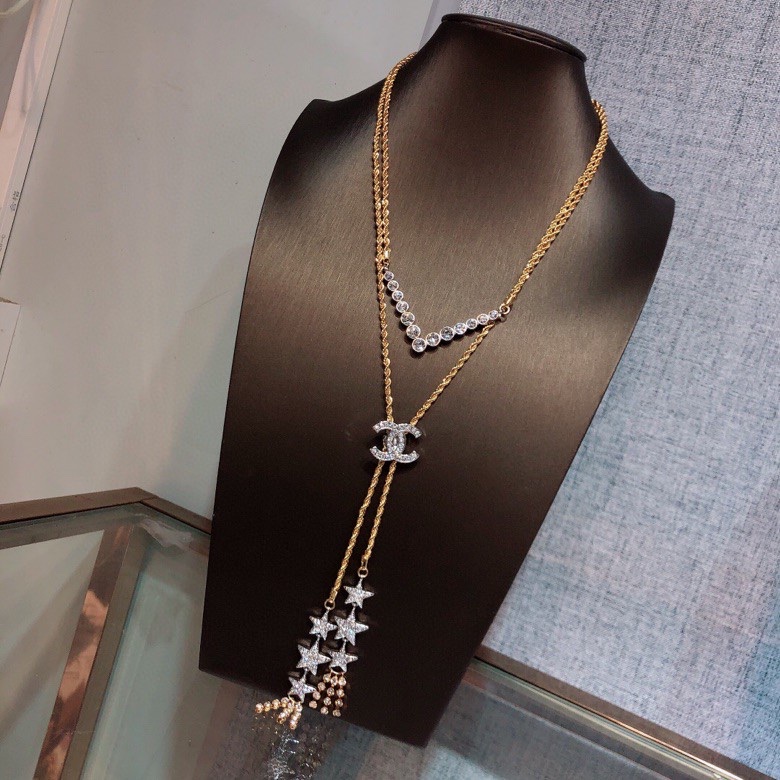 Ch**el Sixfold Star Necklace Gold Tone For Women
