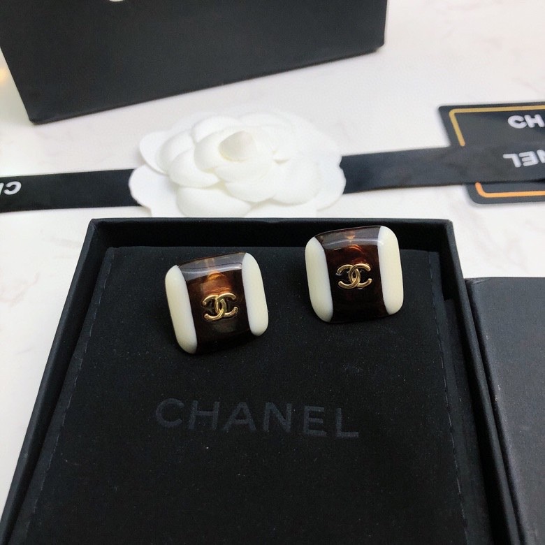Ch**el Stud Earrings Black For Women