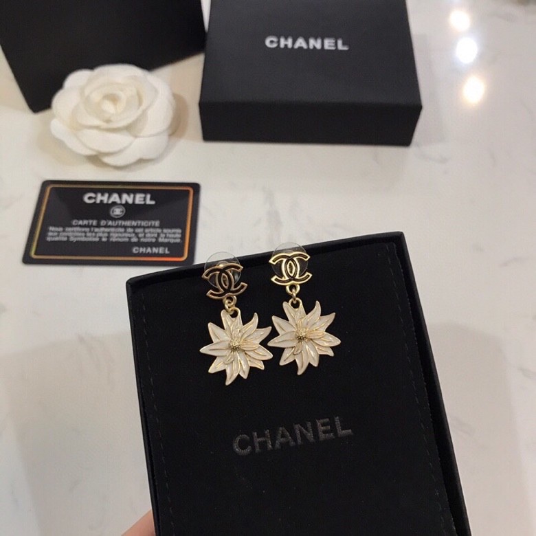 Ch**el Sun Flower Earrings Gold Tone For Women