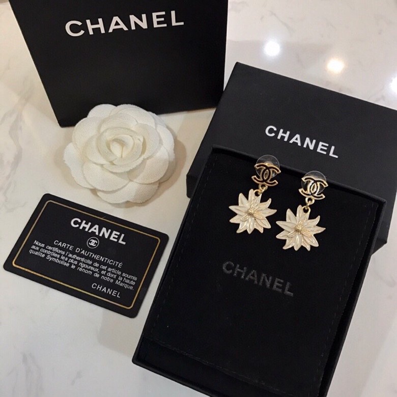 Ch**el Sun Flower Earrings Gold Tone For Women