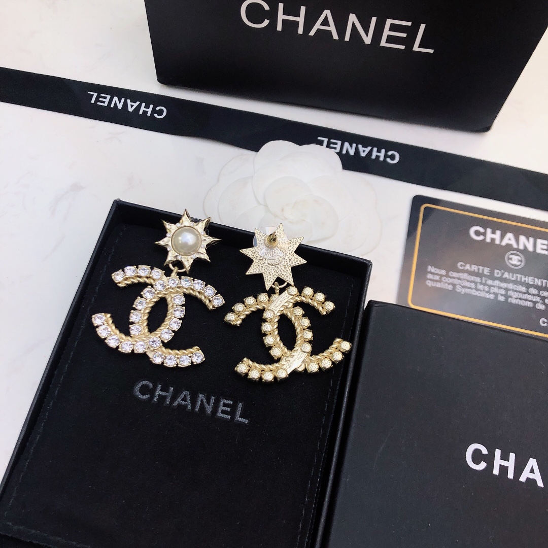 Ch**el Sun Shape Earrings Gold Tone For Women
