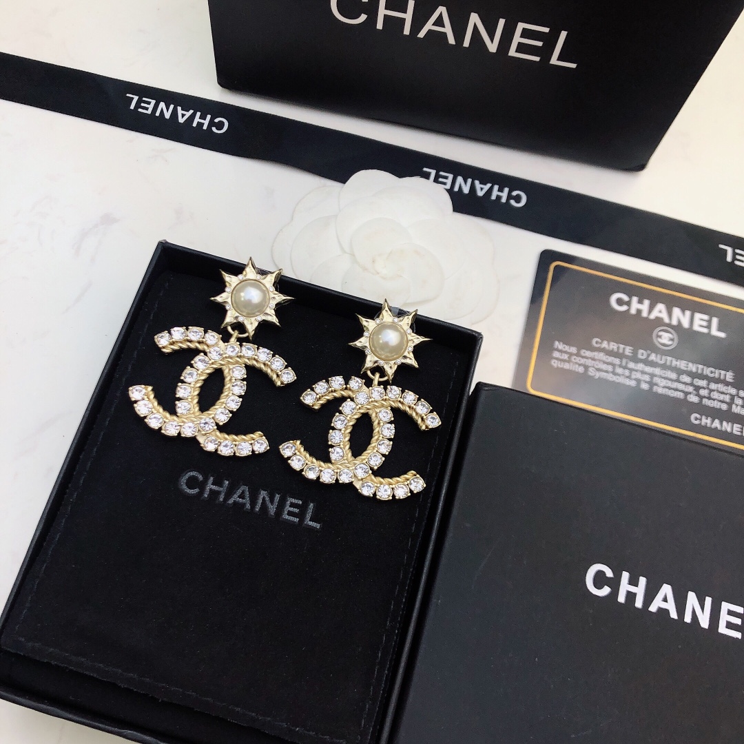 Ch**el Sun Shape Earrings Gold Tone For Women