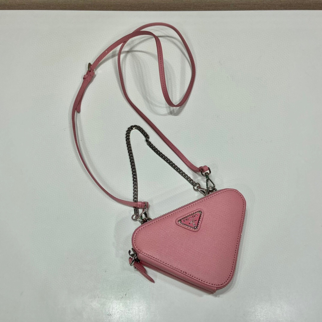 Pra*a Saffiano Mini Pouch In Pink For Women 5.9in/ 15cm 1NR015_053_F0442