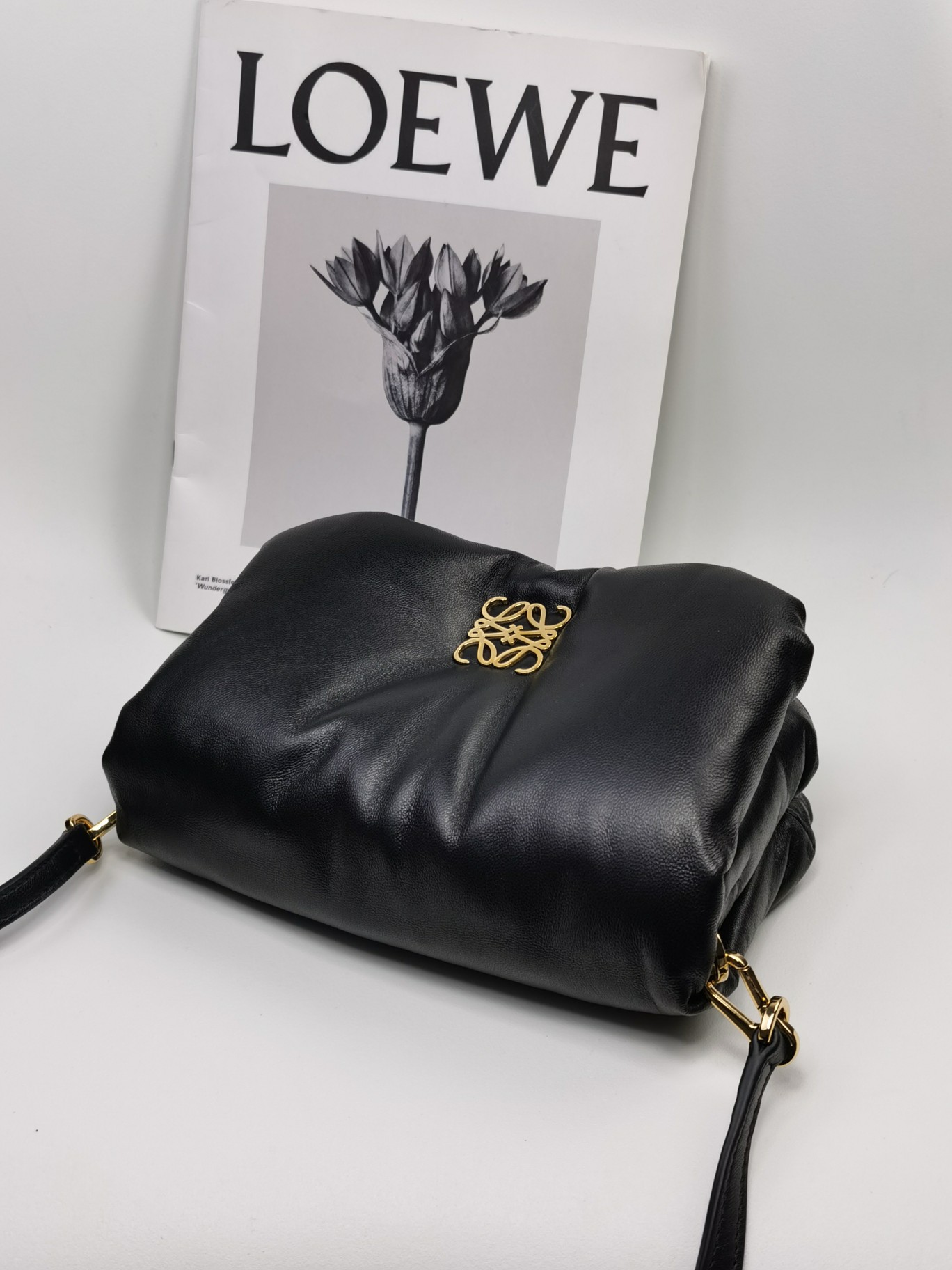 L0ew* Mini Puffer Goya Bag Black/Beige/Green Khaki For Women 7.9in / 20cm A896W56X01