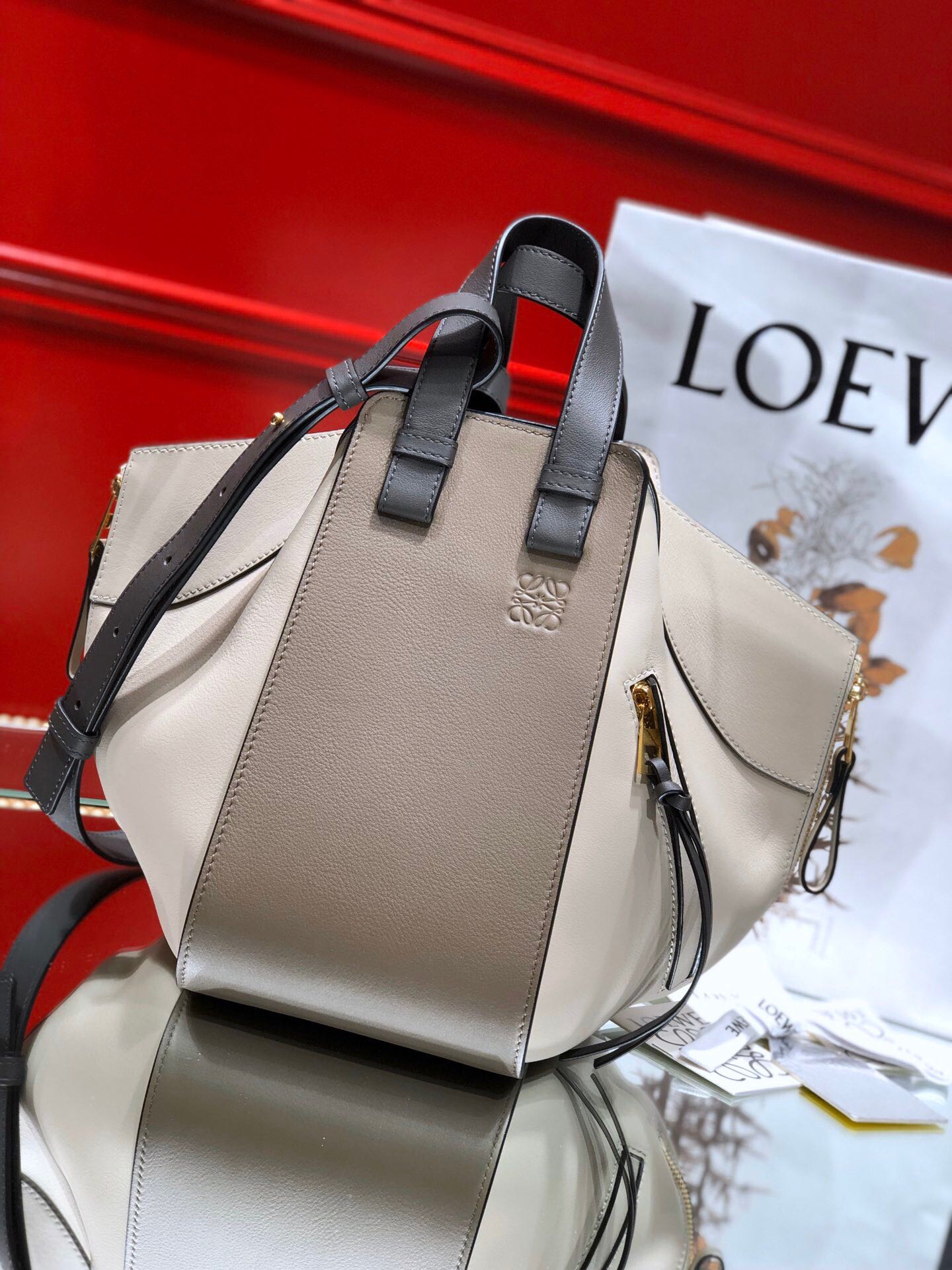 L0ew* Small Hammock Bag Blue/Pink/Beige/White/Brown/Burgundy/Grey For Women 11.8in / 30cm