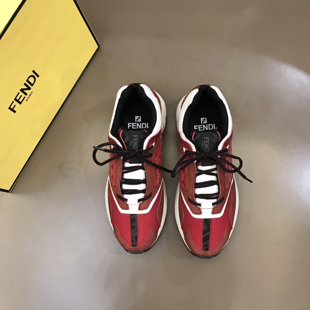 F**di FD Faster Trainers Sneakers Burgundy For Men 7E1555AKX6F1ICI
