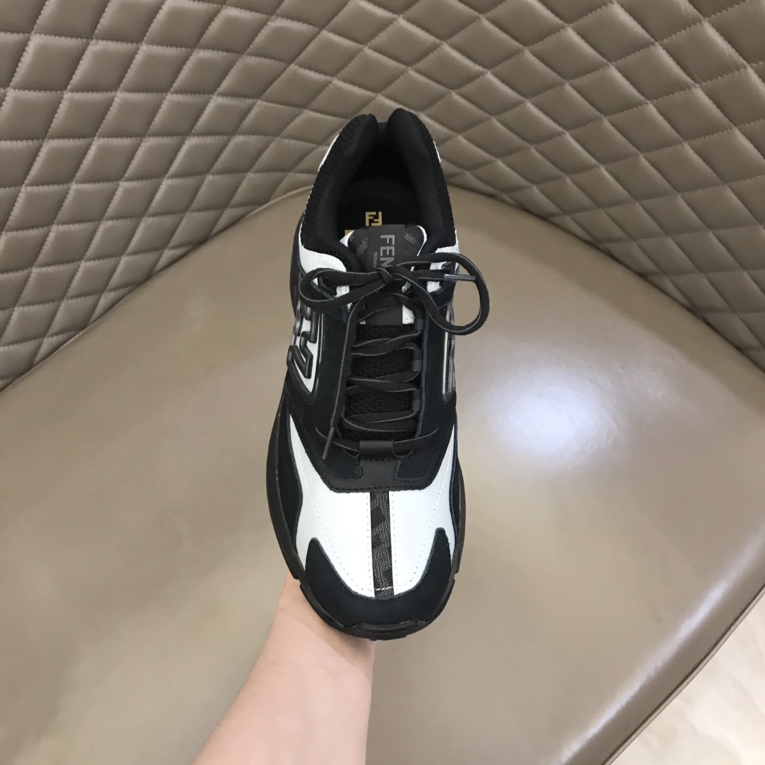 F**di FD Faster Trainers Sneakers Black And White For Men