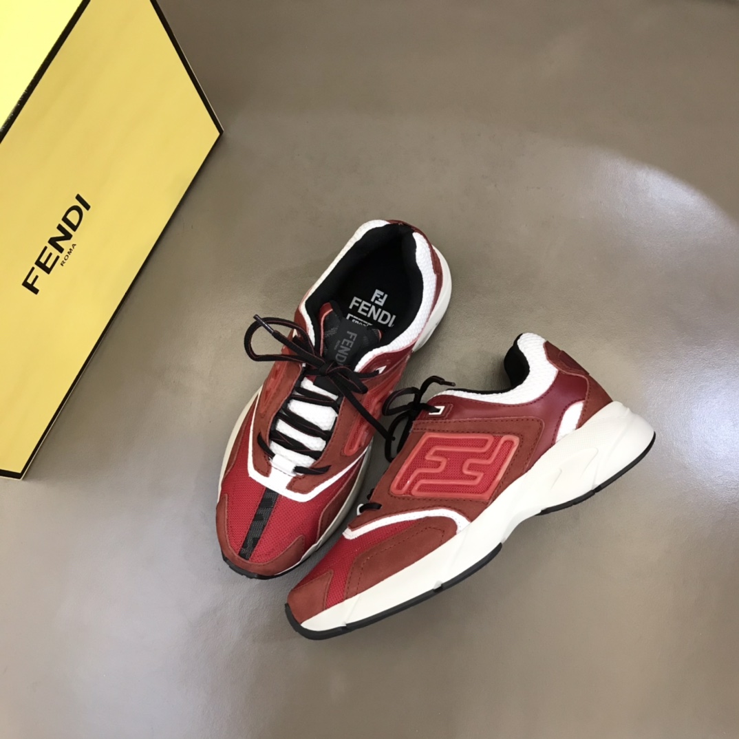 F**di FD Faster Trainers Sneakers Burgundy For Men 7E1555AKX6F1ICI