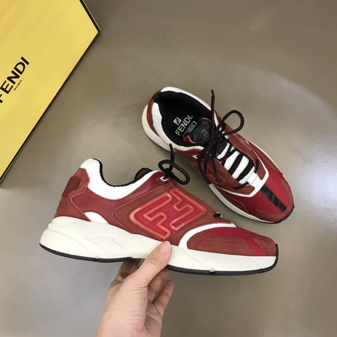 F**di FD Faster Trainers Sneakers Burgundy For Men 7E1555AKX6F1ICI
