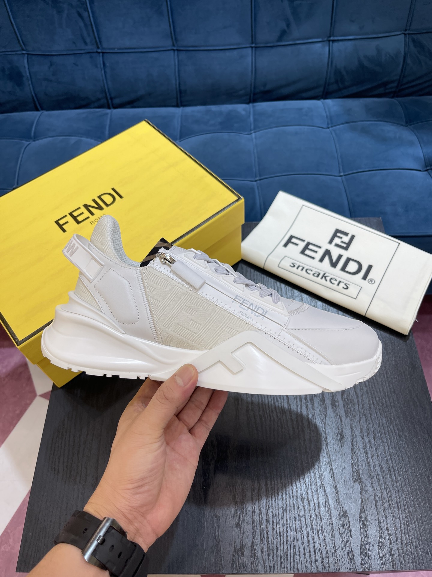 F**di FD Flow Sneakers White For Men 7E1392AK1QF1HGQ