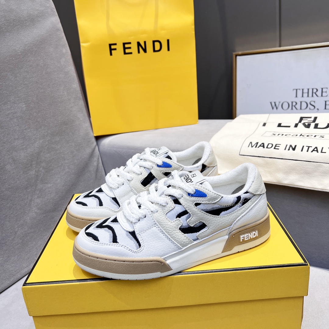 F**di FD Match Low Tops Sneakers Black And White For Men