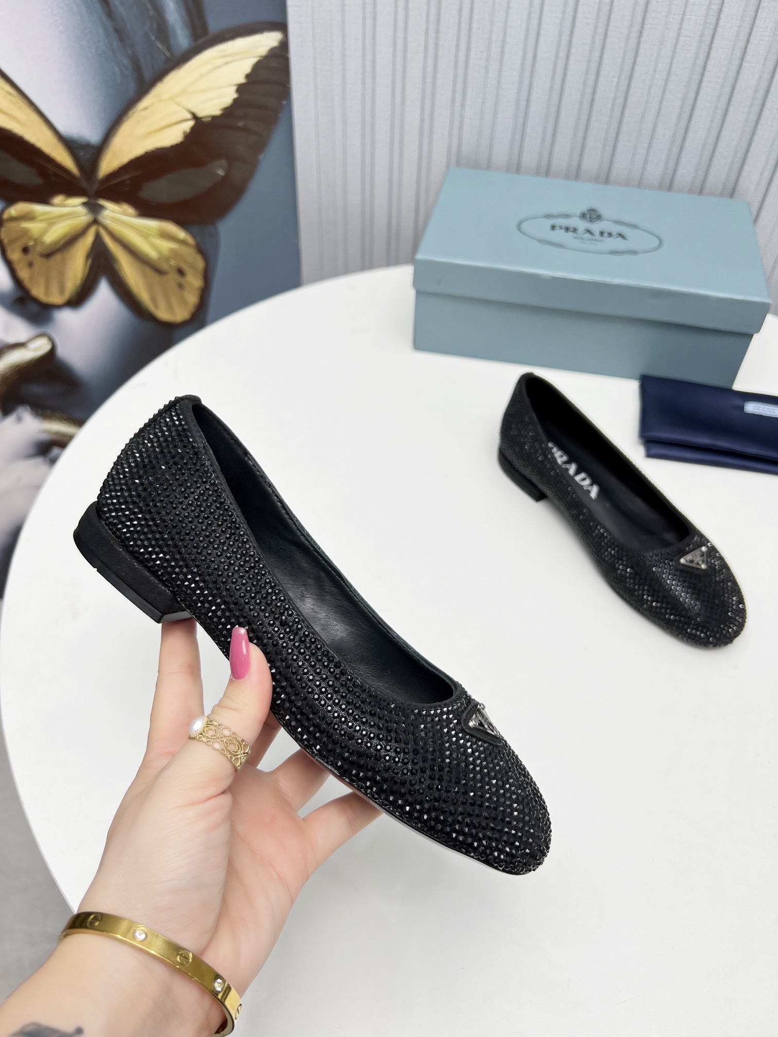 Pra*a Patent Ballerinas Black For Women
