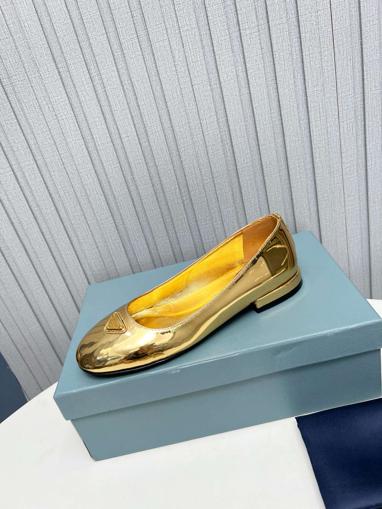 Pra*a Patent Ballerinas Gold For Women