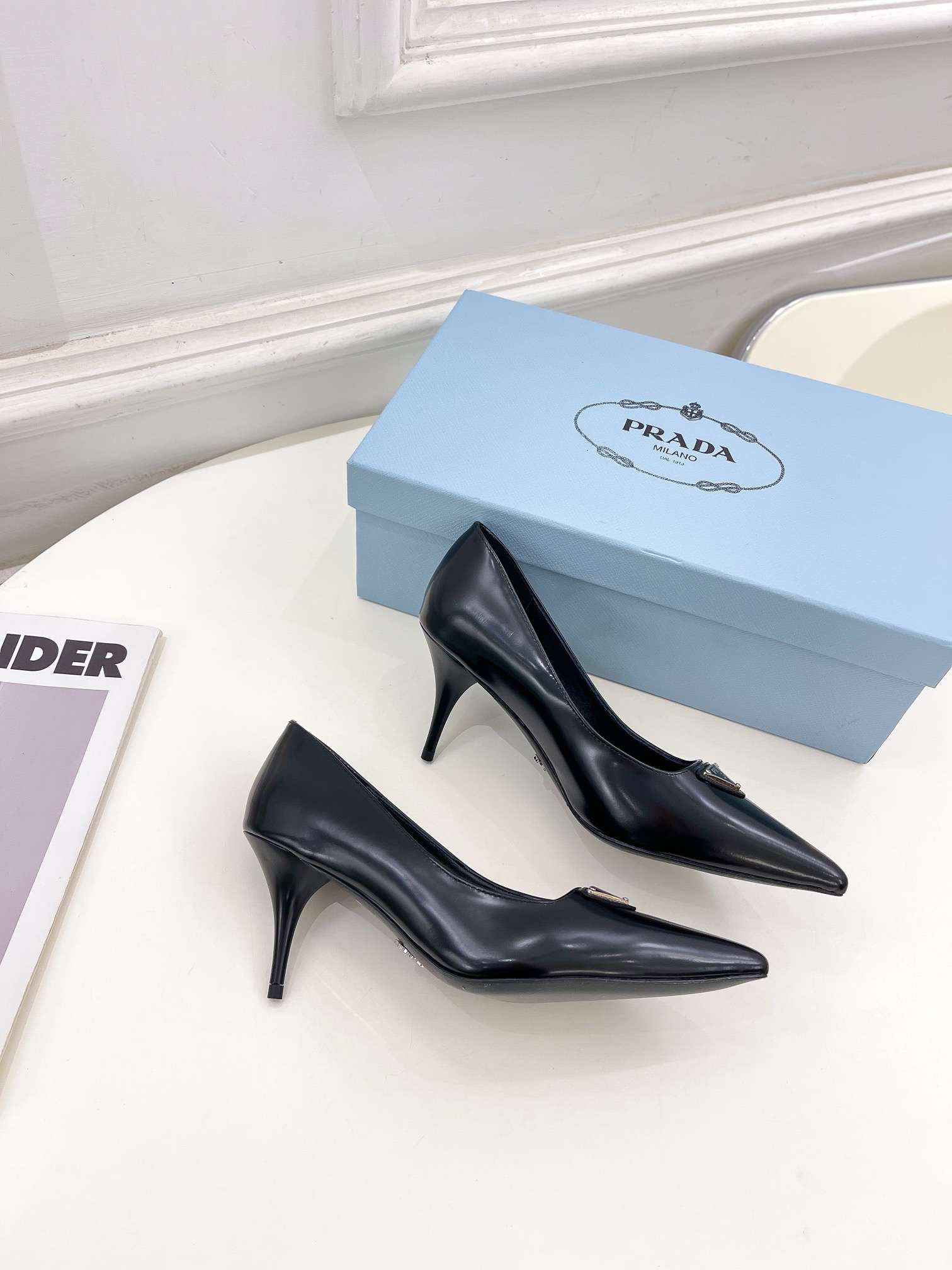 Pra*a Spike Pumps Black For Women