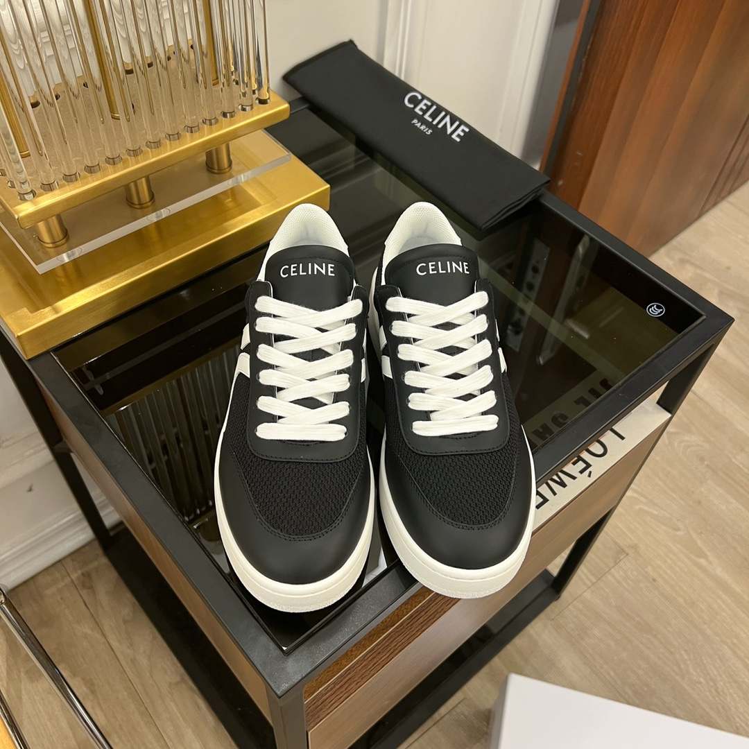 Ce1i*e Tennis Sneakers And Laminated Black And White For Women