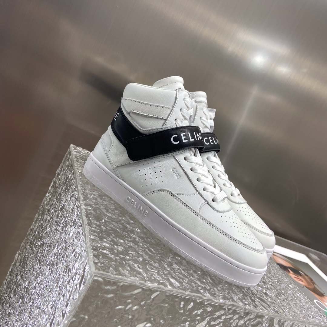 Ce1i*e Trainer High Sneaker With Scratch White And Black For Women