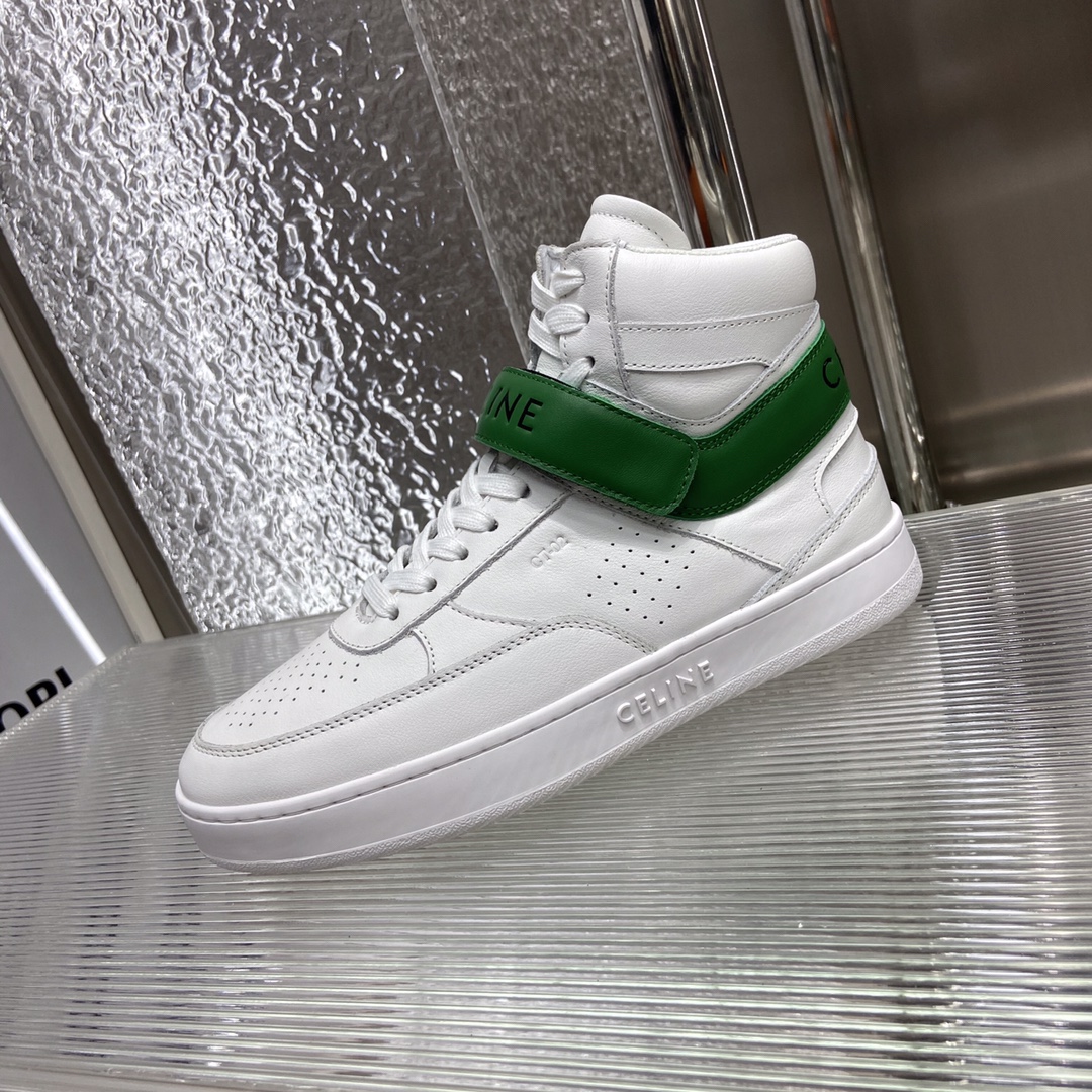 Ce1i*e Trainer High Sneaker With Scratch White And Green For Women