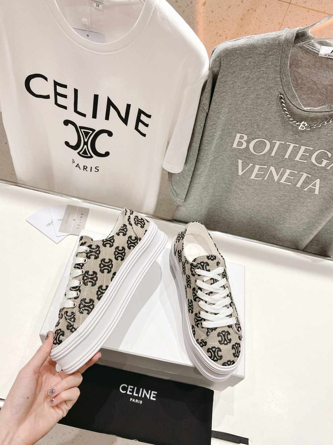 Ce1i*e Triomphe Sneakers In Canvas Black For Women