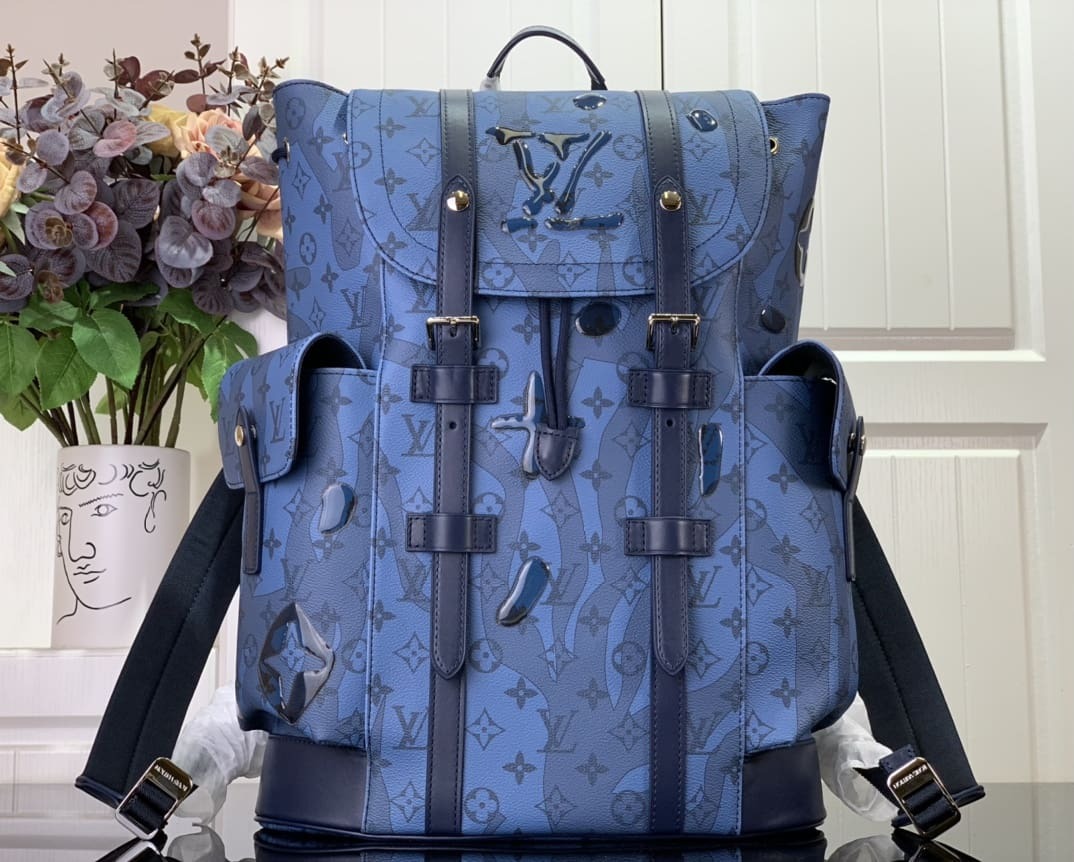L0vis Vvtt0n Christopher MM Backpack Black/Blue/Brown For Men 44cm/ 17.3 in M21936