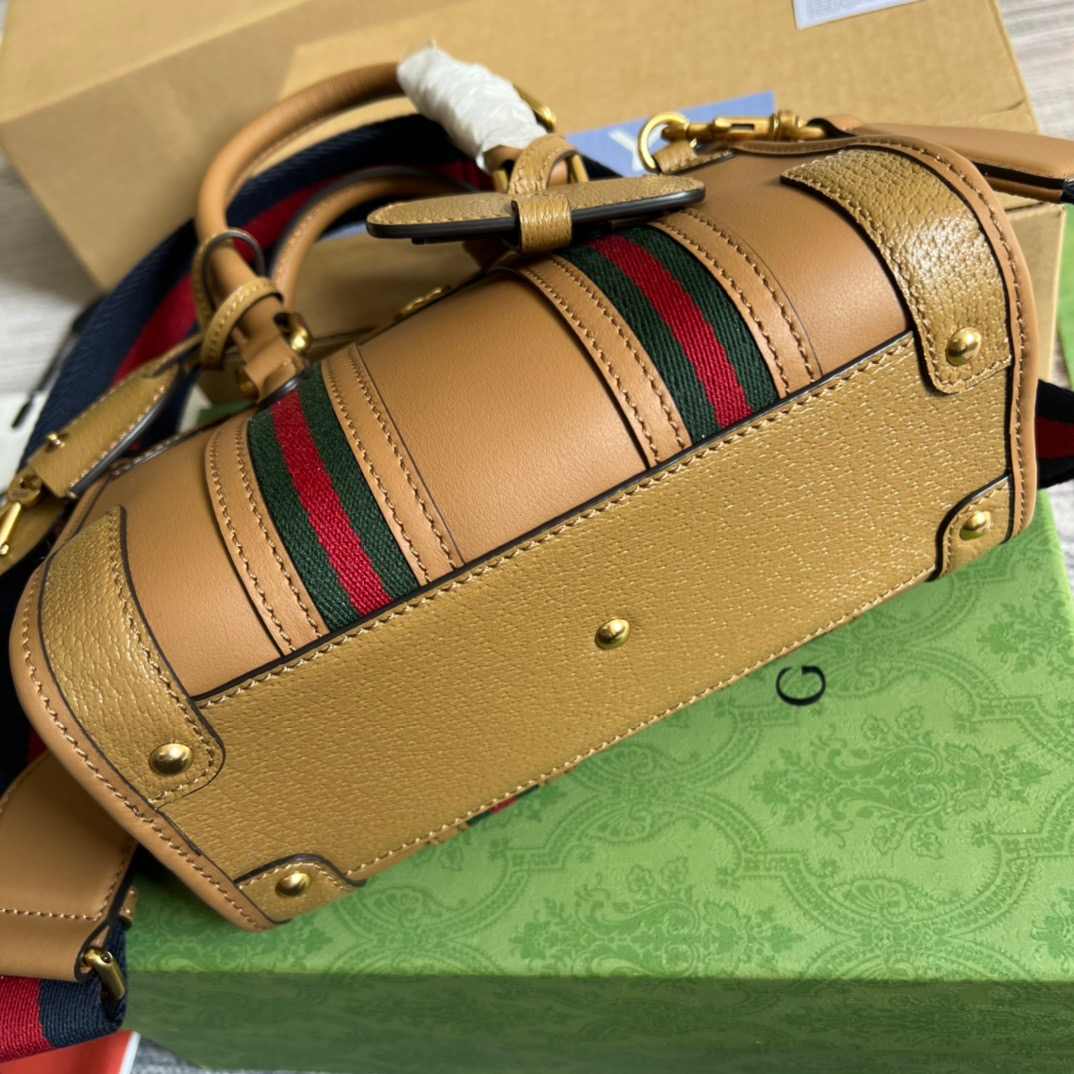 Gvc*1 Double G-Detailed Smooth Mini Handbag White/Grey/Brown For Men 8.6 in/ 22 cm