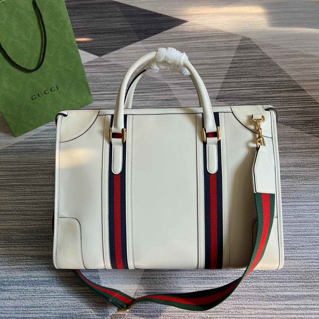Gvc*1 Double G-Detailed Smooth Large Handbag Grey/Brown/White For Men 15.7 in/ 40 cm ‎