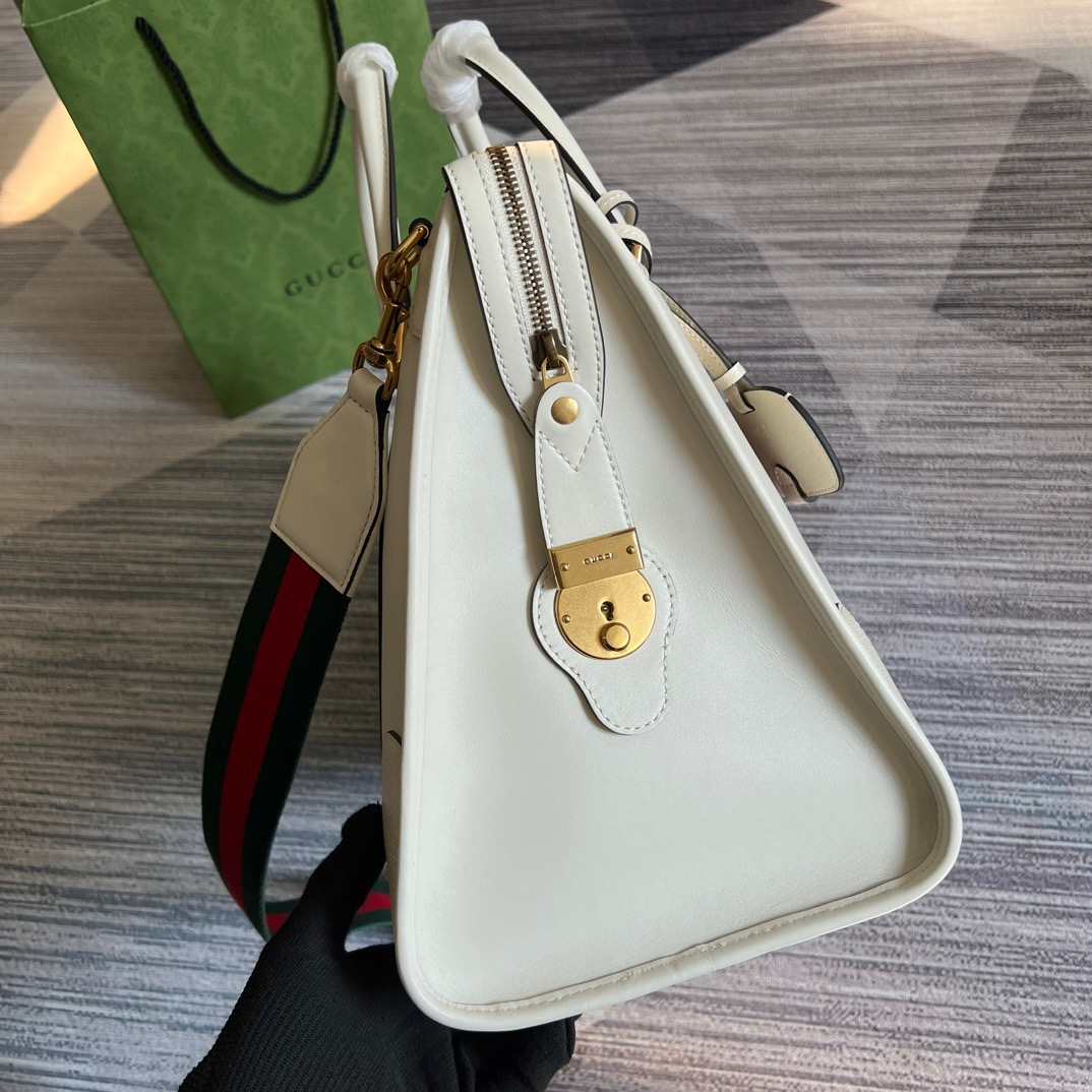 Gvc*1 Double G-Detailed Smooth Large Handbag Grey/Brown/White For Men 15.7 in/ 40 cm ‎