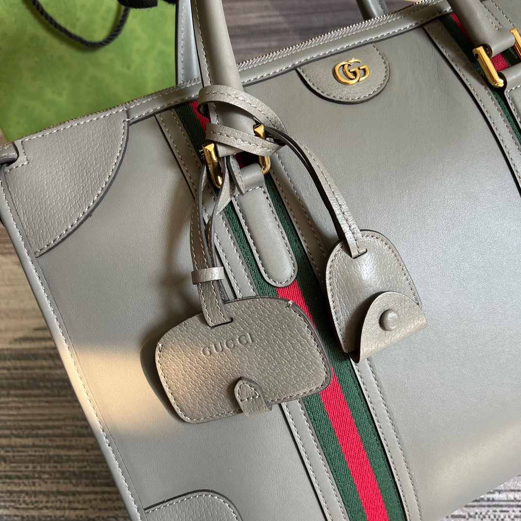 Gvc*1 Double G-Detailed Smooth Large Handbag Grey/Brown/White For Men 15.7 in/ 40 cm ‎