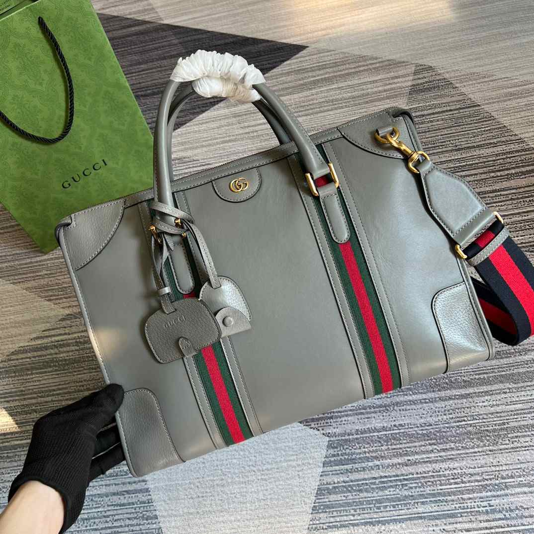 Gvc*1 Double G-Detailed Smooth Large Handbag Grey/Brown/White For Men 15.7 in/ 40 cm ‎