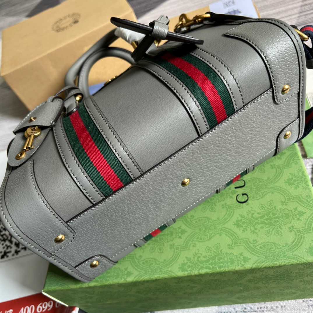 Gvc*1 Double G-Detailed Smooth Small Handbag White/Grey/Brown For Men 10.6 in/ 27 cm