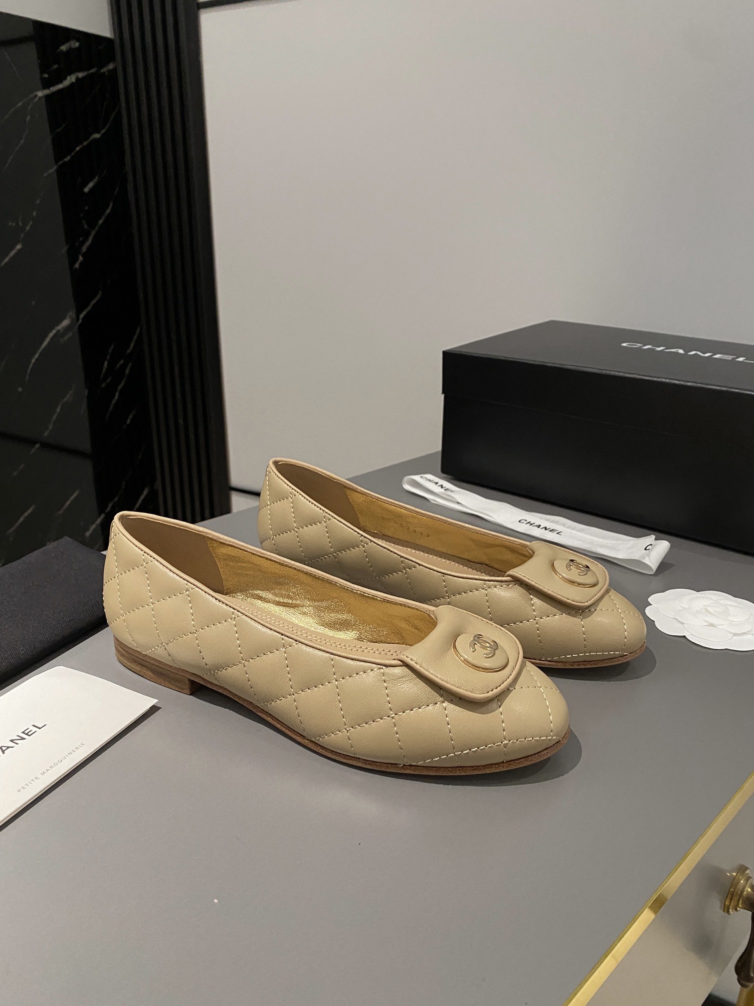 Ch**el Ballet Flats Beige For Women