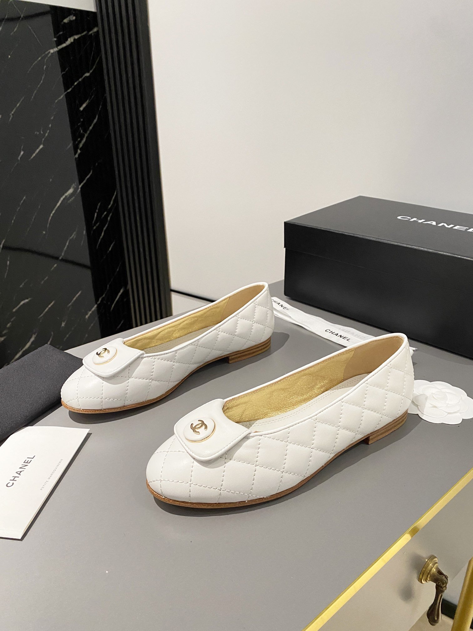Ch**el Ballet Flats White For Women