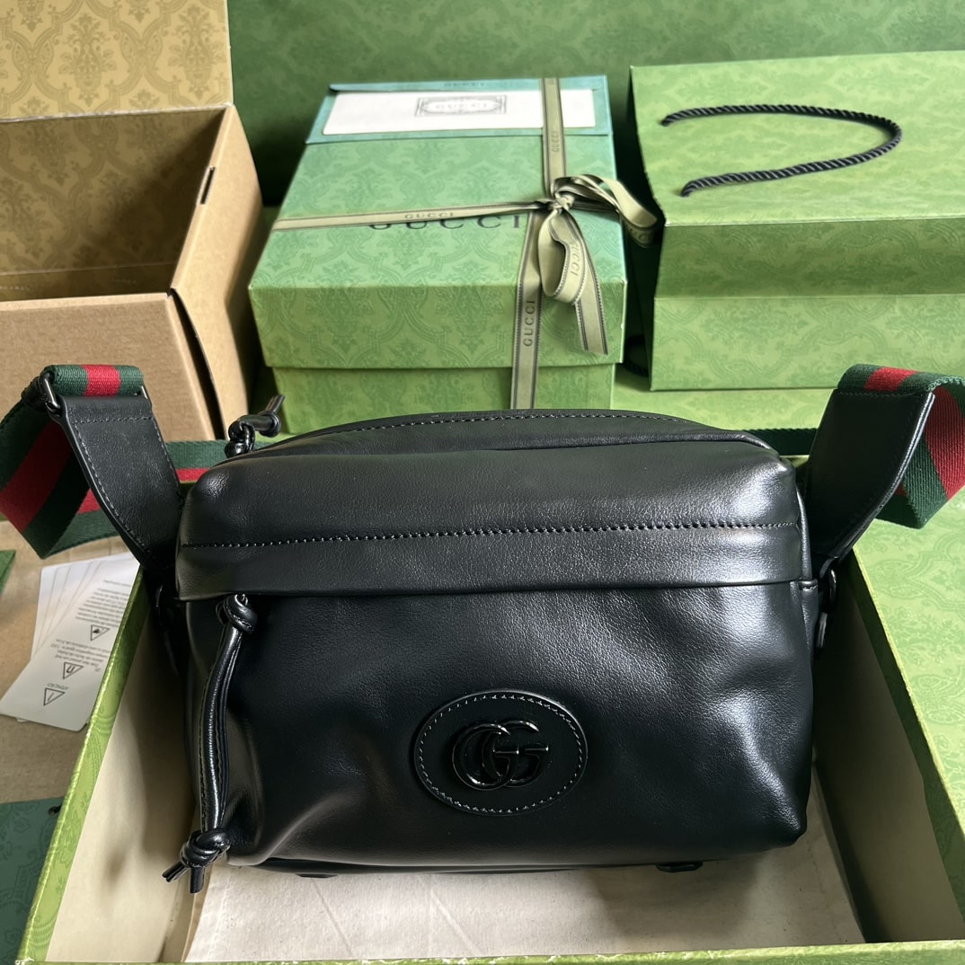 Gvc*1 Shoulder Tonal Double G Bag Green Khaki/Black For Men 23.3cm/9.2in 725696 AABDH 3353