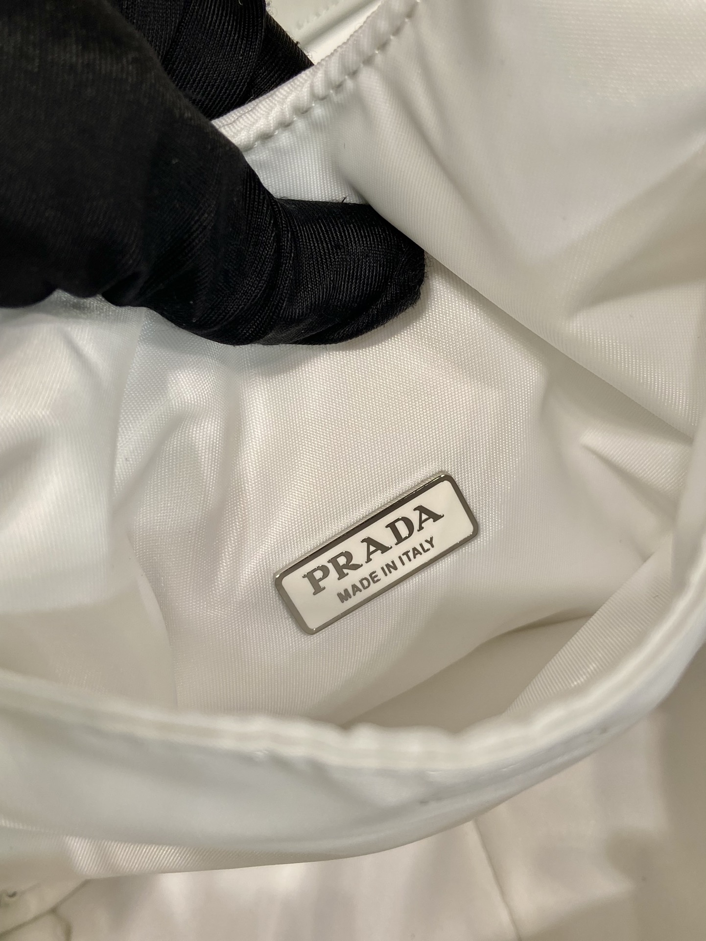 Pra*a Soft Padded Re-Nylon Mini-Bag White/Pink/Beige For Women 7.1in/18cm 1BA359_RCCJ_F0009_V_OVM