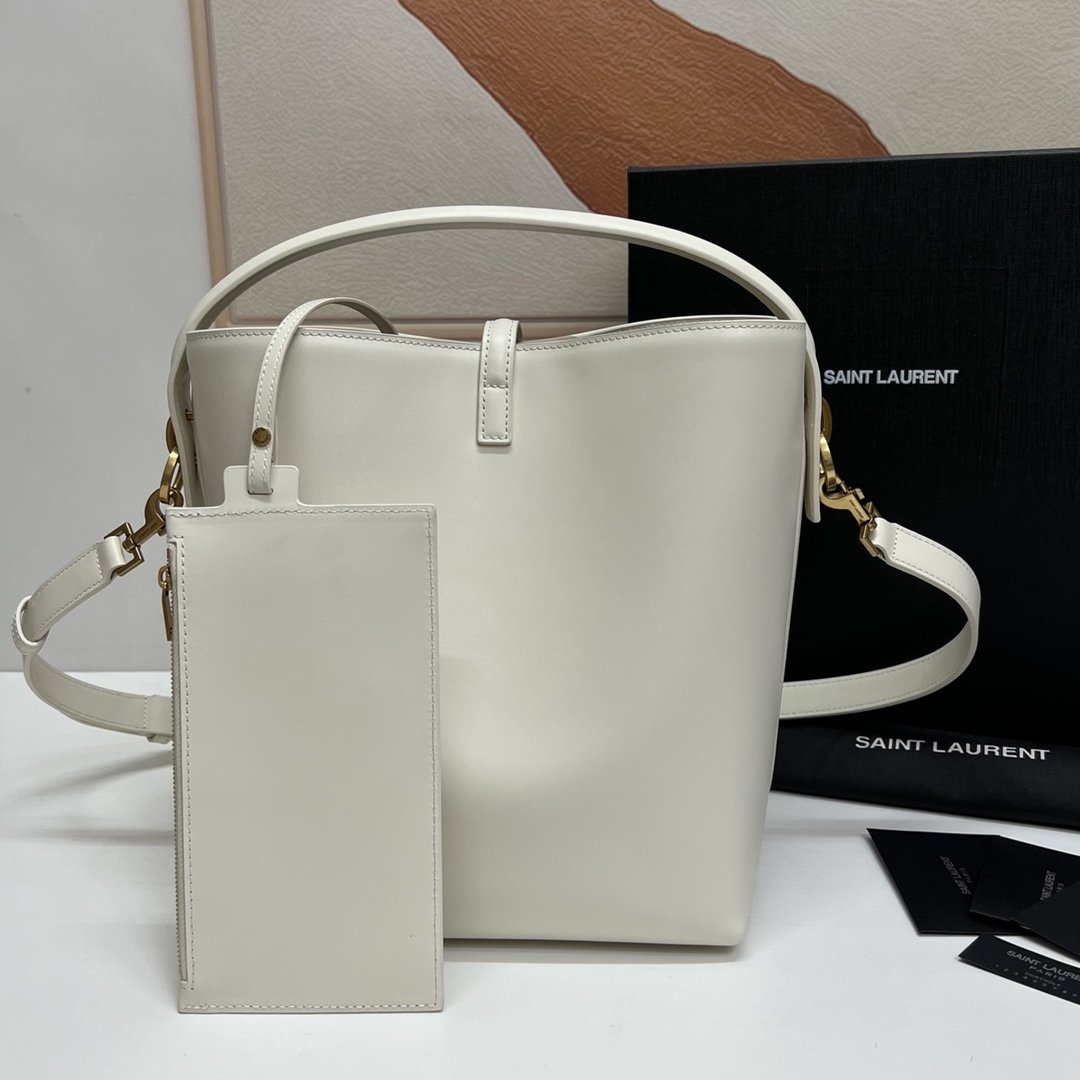 Sa1nt Lau*nt Le 37 In Shiny White/Brown For Women 25cm / 9.8in