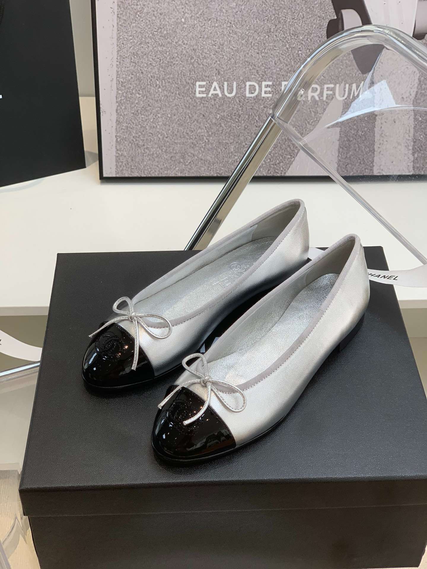 Ch**el Ballet Flats Silver For Women