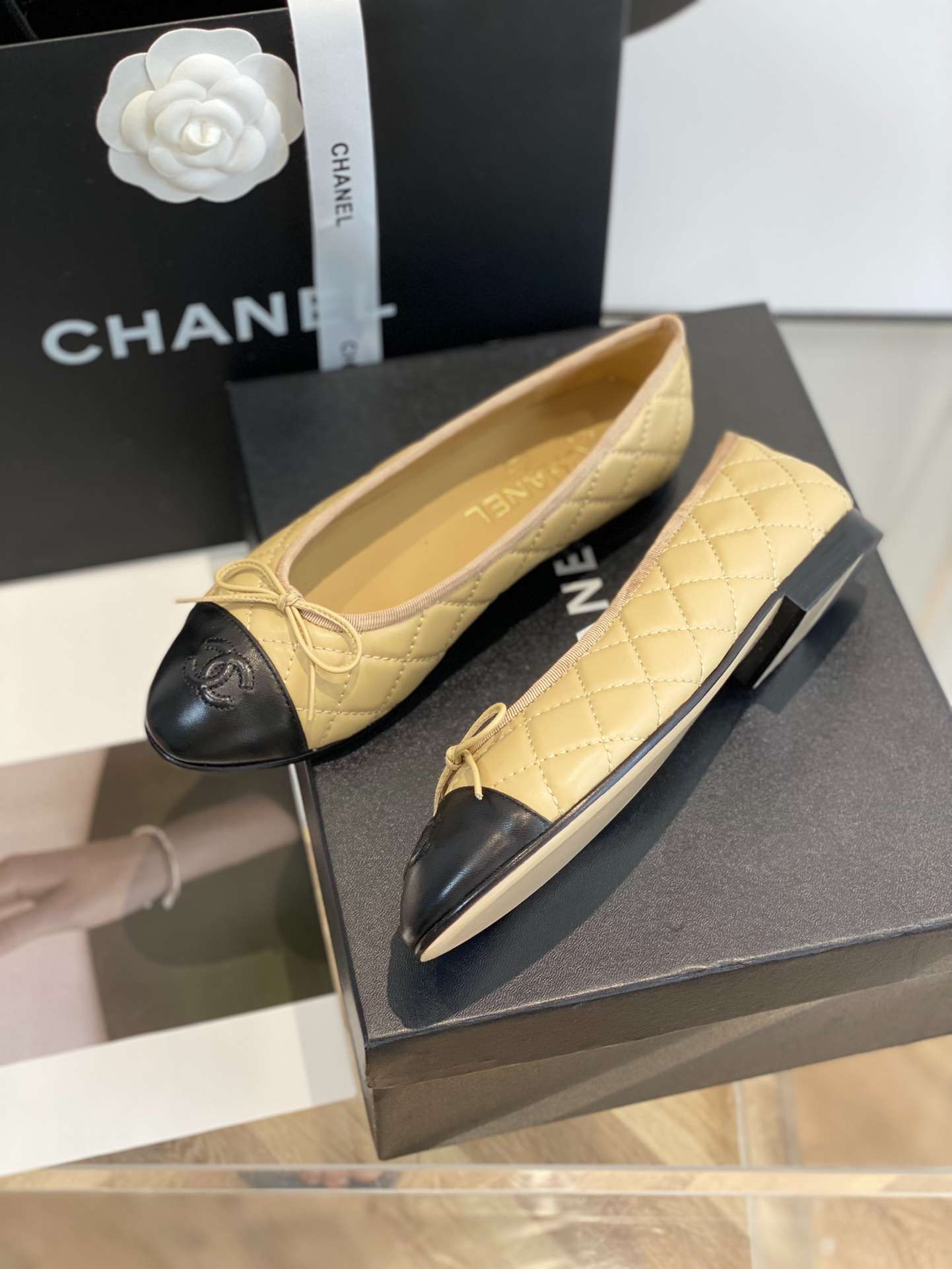 Ch**el Ballet Flats Beige For Women