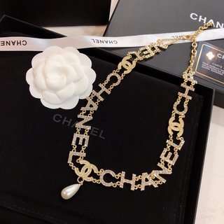 Ch**el CC Crystal Pearl Drop Earrings Gold For Women