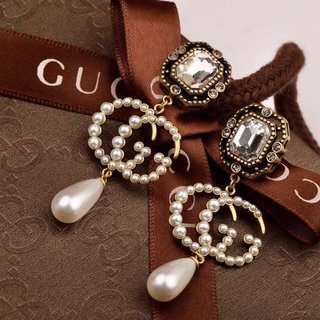 Gvc*1 Square Double Pearl Earrings Gold For Women