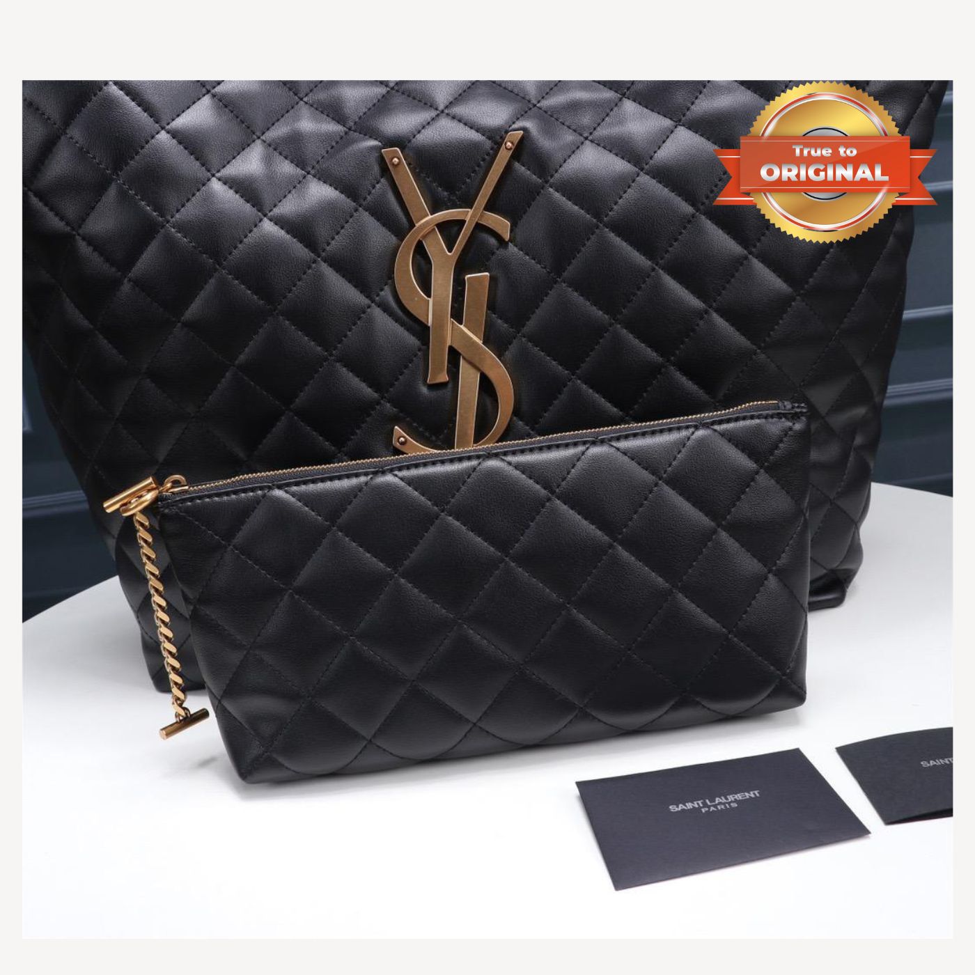 [True-to-ORIGINAL] Sa1nt Lau*nt Icare Maxi Shopping Bag Black For Women 16.9in/43cm 698651AAANG1000