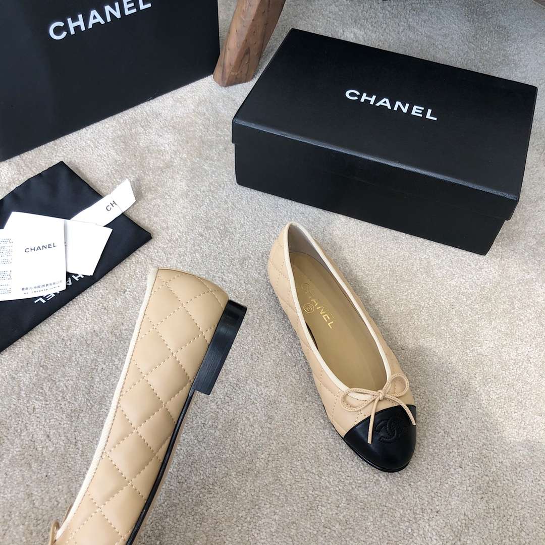 Ch**el Ballet Flats Beige For Women