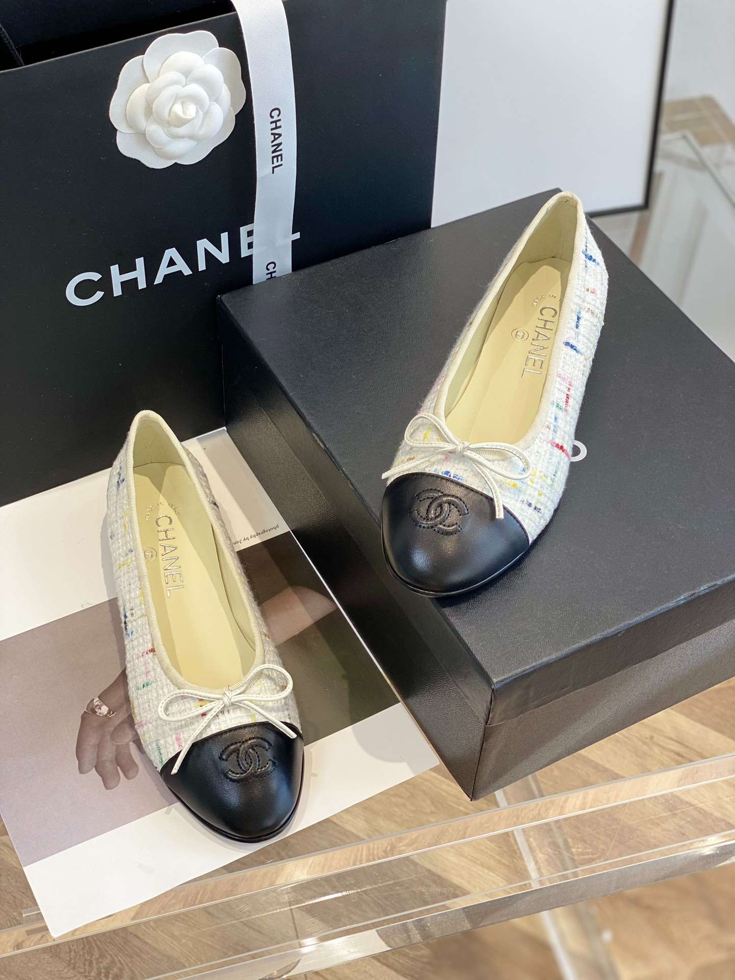 Ch**el Ballet Flats White For Women