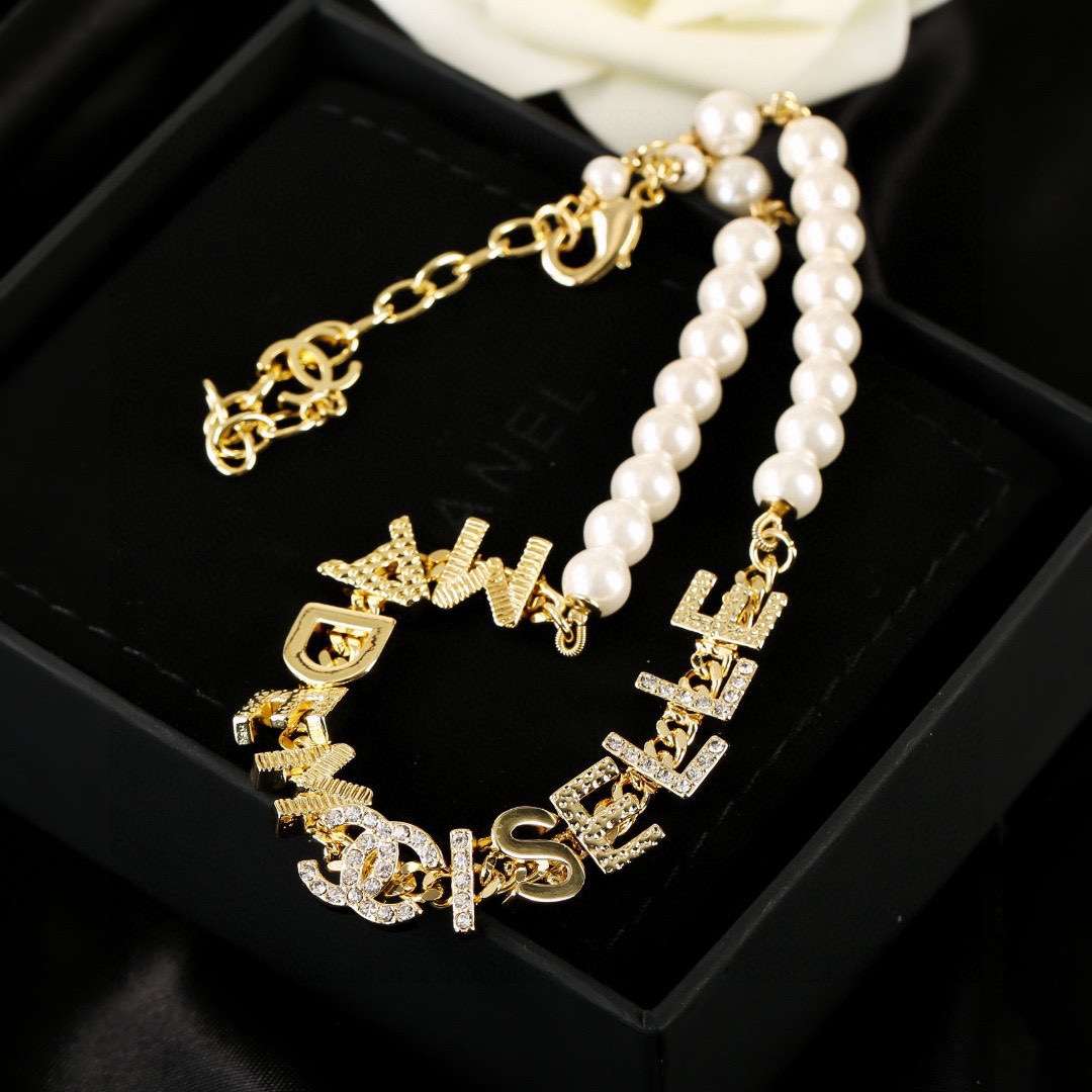 Ch**el Double C Necklace Gold For Women